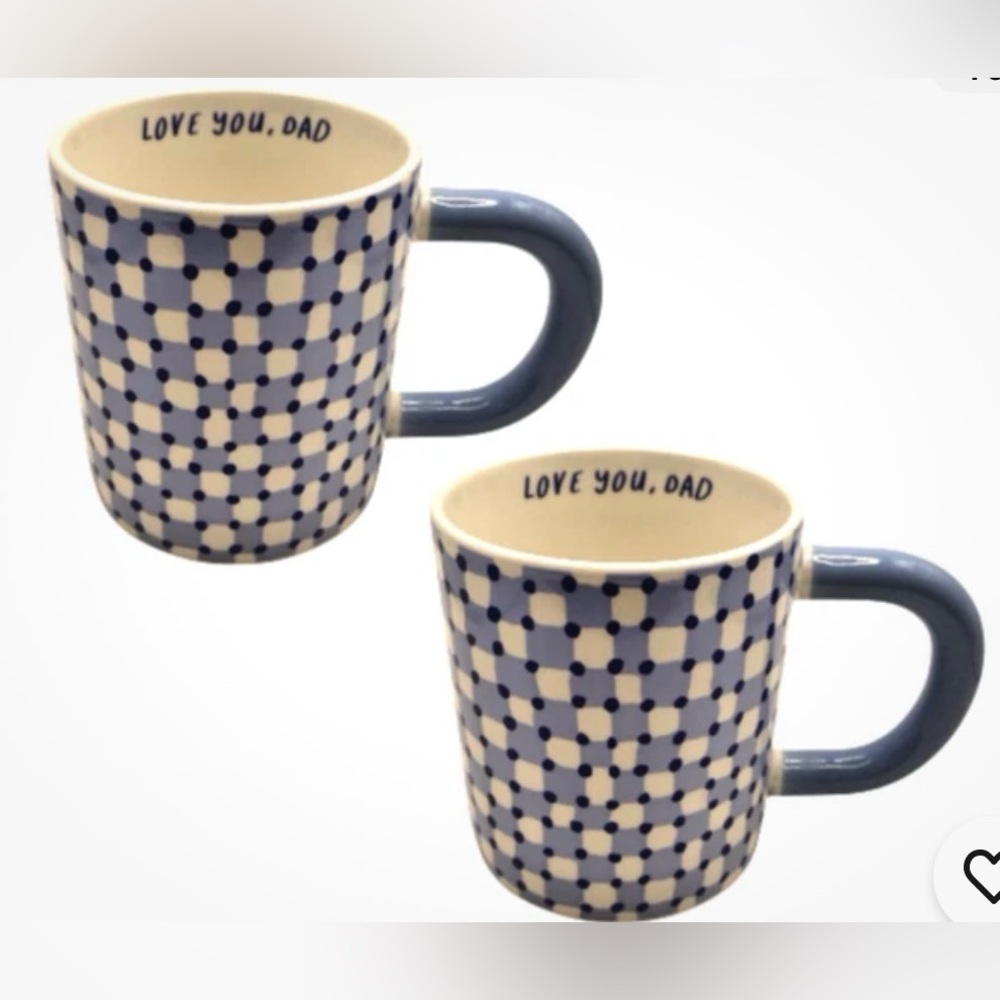NEW (2) NEW Room Essentials Stoneware I LOVE YOU DAD Mugs Blue 16 Oz